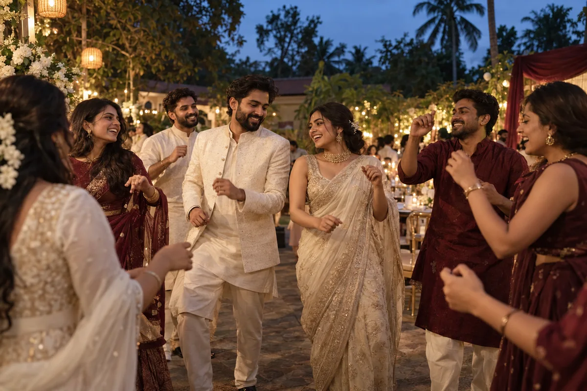Illustrative wedding celebration: friends and family sharing a joyful moment
